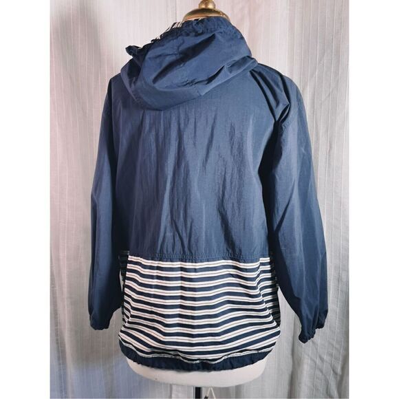 Vintage Dark Navy Striped Windbreaker Jacket - Size M - Picture 5 of 6